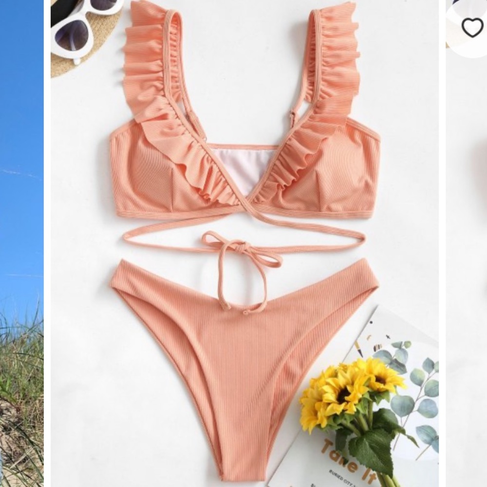 Pink ruffled bathing suit